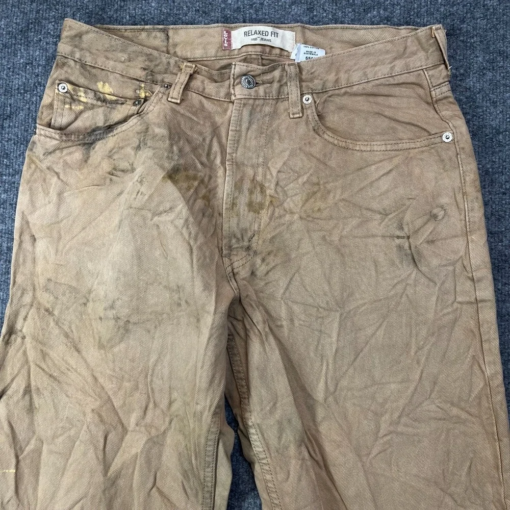 Vintage Levi's 550 Relaxed Fit Jeans Mens Tan Denim Straight Zip Fly Y2K - 32X30